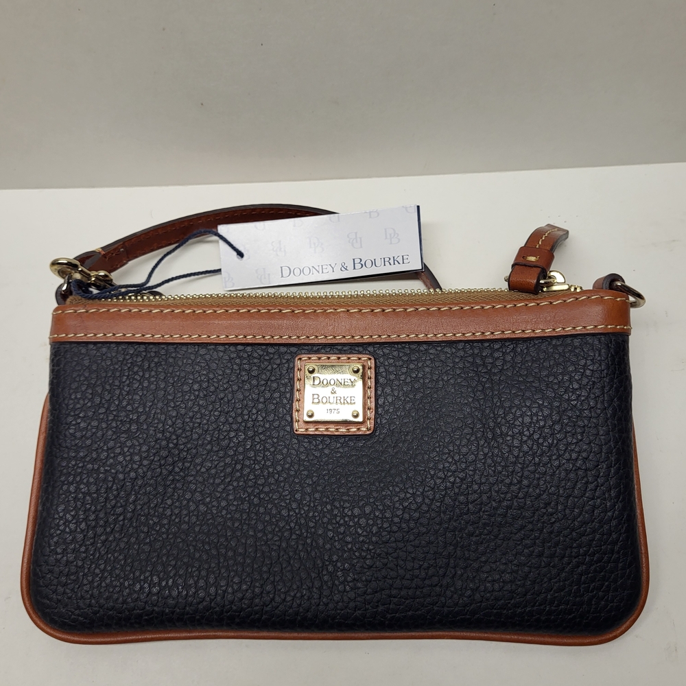 NWT Dooney & Bourke Large Slim Wristlet Pebble Grain, Black (BL), #ZR111T Wallet